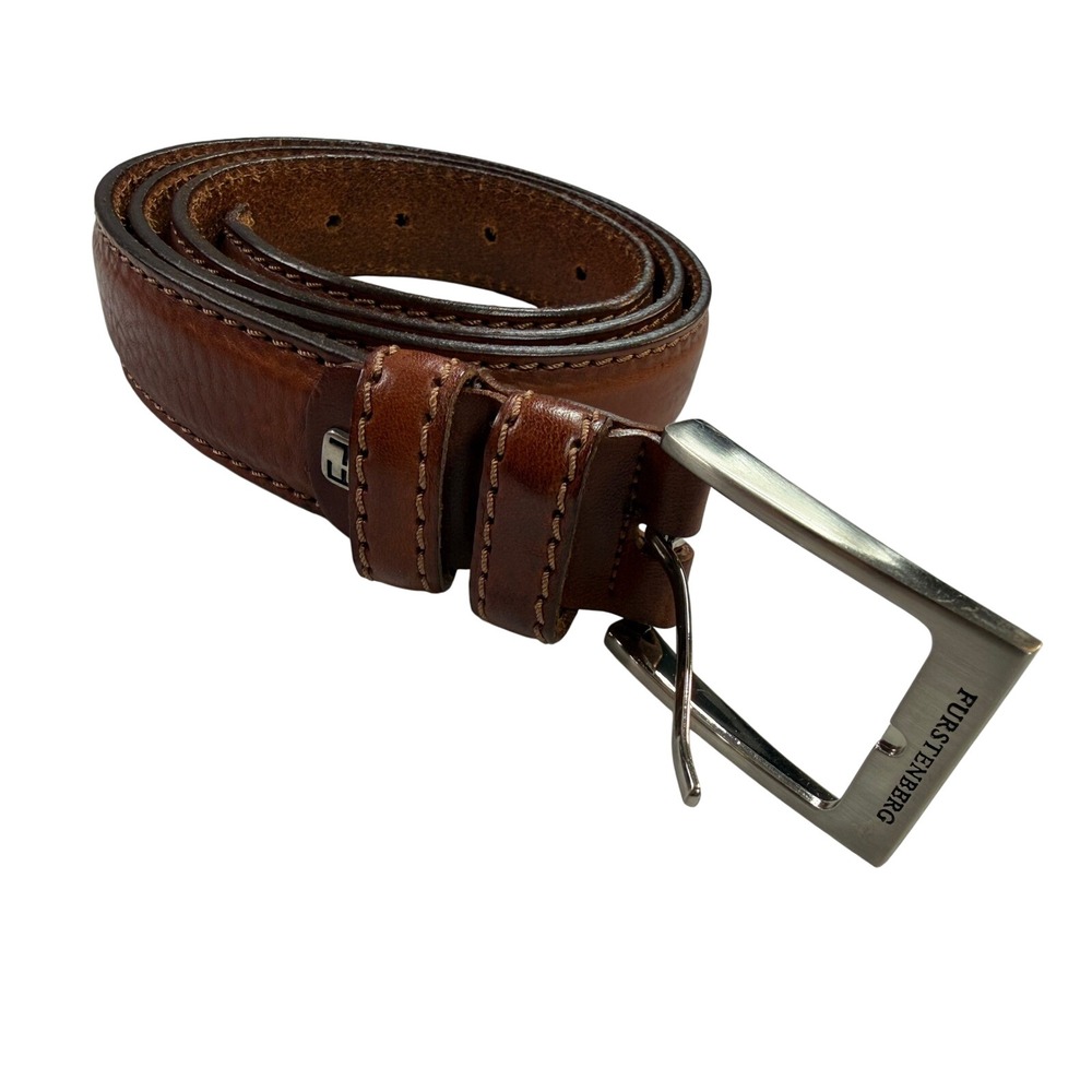 Egon von Furstenberg‎ Leather Belt Mens 115/130 Brown Excellent Made in Italy